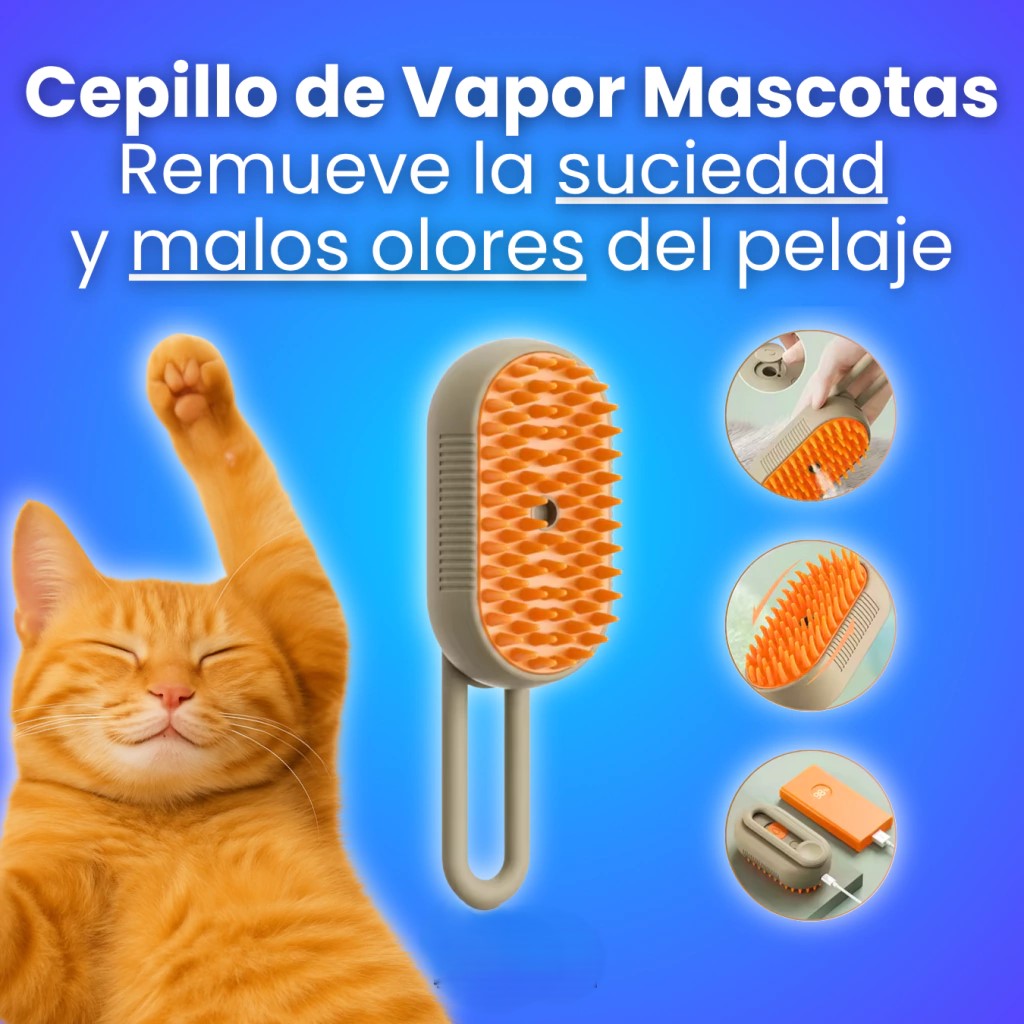 Cepillo NanoVaporizador™️ para Mascotas: Pelo Limpio y Suave en Segundos
